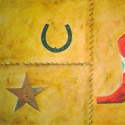 Floor Cloth - Red shoe, boot en' star