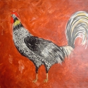 Floor cloth, Black & White Rooster