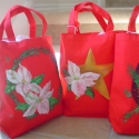 Holiday Red Totes - Hand painted tote bags